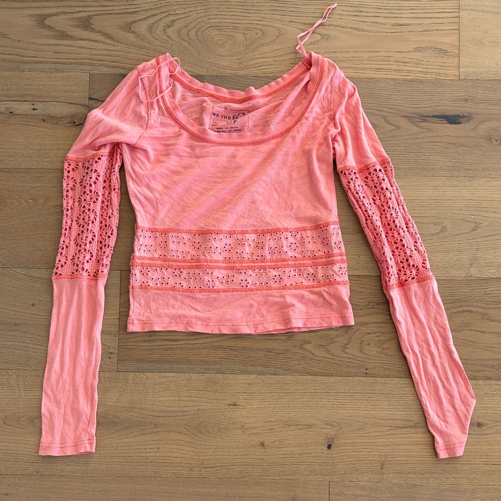 Free People Coral Long Sleeve Top